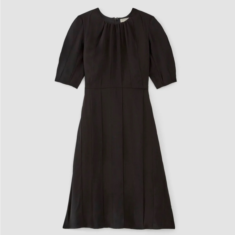 Everlane The City Stripe Ruched Dress (Size 6, Black)